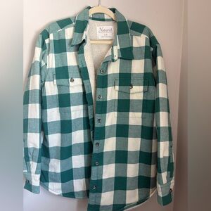 NWOT Natural Reflections Teal and Cream Plaid Shacket